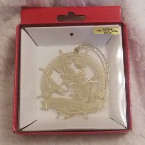 Collectible Gold Plated Brass Souvenir Ornament-- Alaska's Inside Passage
